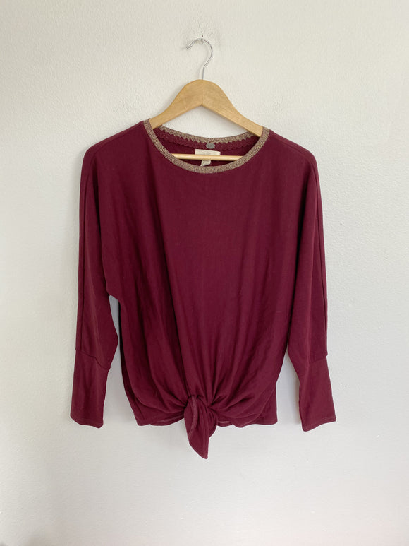Cupio Cabernet Long Sleeve Sweater Top XS