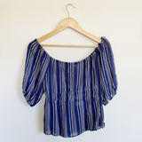 ISA & ELLA Pinstriped Off the shoulder Blouse NWT XL