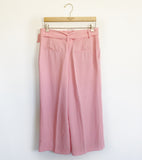 ZARA Pink Cropped Wide Leg Trousers Belted NWT Large