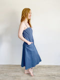 Theory Kayleigh Crunch Wash Chambray Midi Dress NWT 12