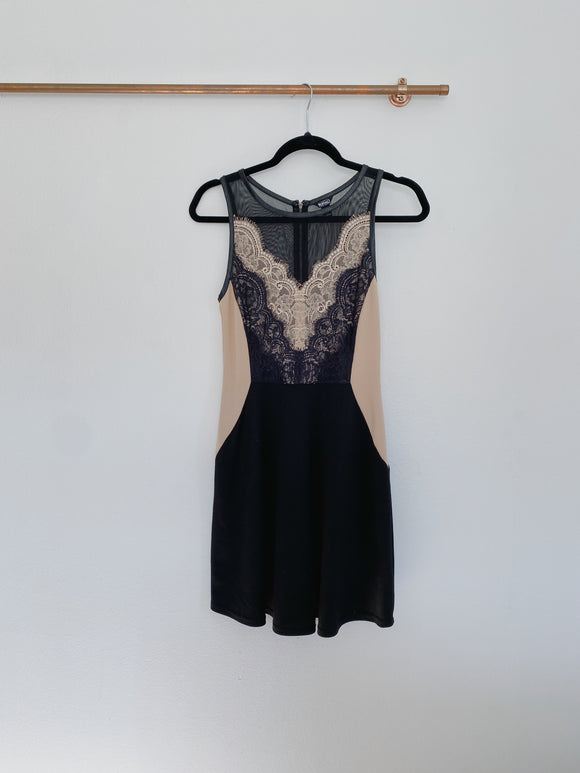 BUFFALO David Bitton Lace Black Tan Dress XS