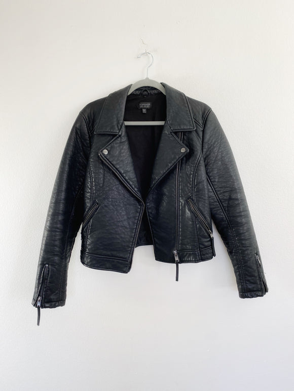 TOPSHOP Leather Moto Jacket size 10