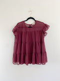 ENTRO Boutique Burgundy Ruffle Top Large