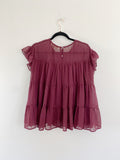 ENTRO Boutique Burgundy Ruffle Top Large