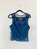 Free People Blue Embroidered Open Tank