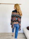 Billabong Fringe Aztec Knit Cardigan Sweater Small