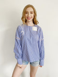 TIBI Striped Blouse with Lace Up Detailing NWT Medium