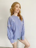 TIBI Striped Blouse with Lace Up Detailing NWT Medium