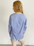 TIBI Striped Blouse with Lace Up Detailing NWT Medium
