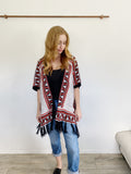 Boutique Fringe Aztec Knit Blanket Shaw