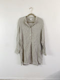 Finley Linen Alex Shirt Dress in cream/grey size Large