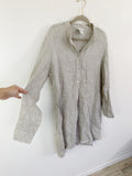 Finley Linen Alex Shirt Dress in cream/grey size Large
