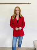 Bloomingdales Vintage Wool Red Pea Coat Blazer Suit Jacket 4