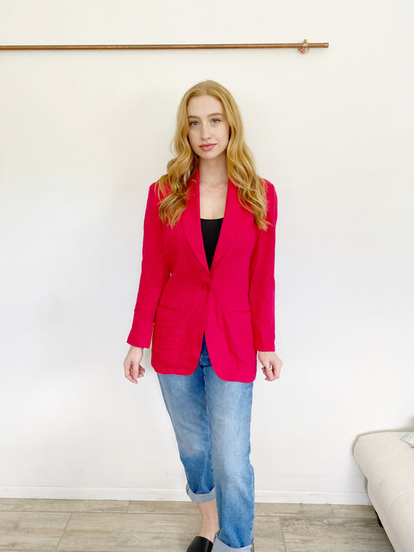 THE LIMITED Red Boyfriend Wool Blazer Suit Jacket Small