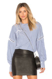 TIBI Striped Blouse with Lace Up Detailing NWT Medium