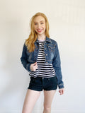 Vintage Bebina Stitch Crop Jean Jacket Large