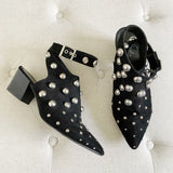 Qupid Leather Stud Pointed Booties 8