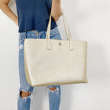 Tory Burch Gold Leather Large Tote