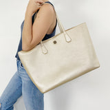 Tory Burch Gold Leather Large Tote