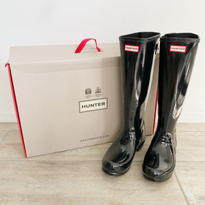 HUNTER Original Tall Gloss Rain Boots New 9
