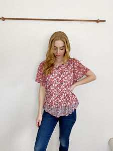 Lucky Brand Floral Babydoll Blouse size 2X Top