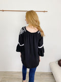 Charter Club Embroidered black & white Blouse 1X Top