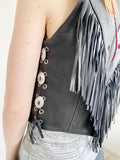 First Genuine Leather Vintage Biker Vest Medium