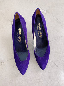 Spanish Leather by Sergio Zelcer Vintage Purple Heels 7.5