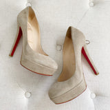 Christian Louboutin Suede Nude Pump Heels 36.5