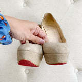 Christian Louboutin Suede Nude Pump Heels 36.5