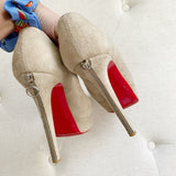Christian Louboutin Suede Nude Pump Heels 36.5
