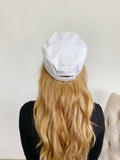 bebe Vintage Beaded Military Style White Cap Hat