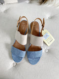 TOMS Poppy birch Chambray Heels NWT 7