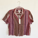 Rachel Zoe Linen Printed Collared Top New Large