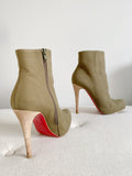Christian Louboutin Green Olona Fabric Ariella Talon 120 Boots 38