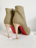 Christian Louboutin Green Olona Fabric Ariella Talon 120 Boots 38