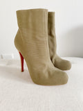 Christian Louboutin Green Olona Fabric Ariella Talon 120 Boots 38