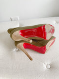 Christian Louboutin Green Olona Fabric Ariella Talon 120 Boots 38