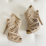 Steve Madden Nude Bandit Leather Suede Heels 6
