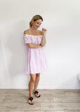 Off the shoulder Pink white Dress XS