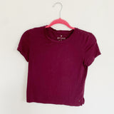 American Eagle Soft & Sexy Cropped Maroon Tee Small
