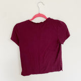 American Eagle Soft & Sexy Cropped Maroon Tee Small