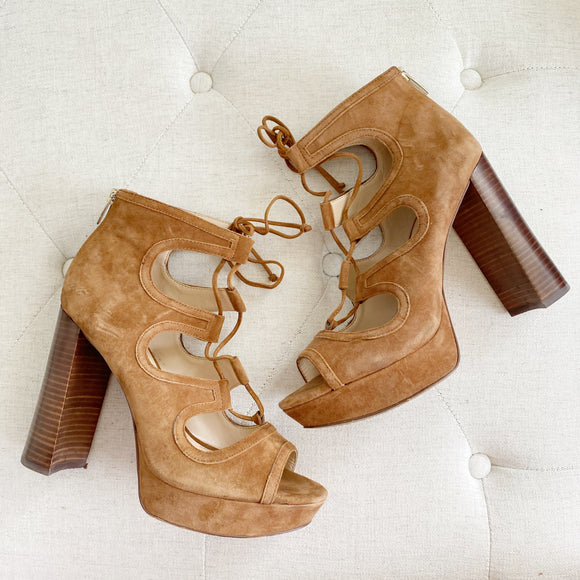 Vince Camuto Leather Suede Chunky Heels 9.5