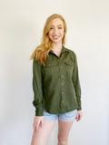 Merona Target Army Button Down Long Sleeve Small