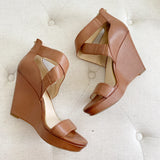 Jessica Simpson Leather Brown Wedges 9.5