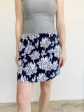 Crown & Ivy Printed Navy White Scallop Pencil Skort NWT 6