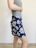 Crown & Ivy Printed Navy White Scallop Pencil Skort NWT 6