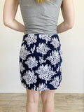 Crown & Ivy Printed Navy White Scallop Pencil Skort NWT 6