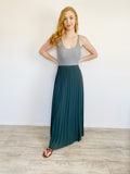 Pleated Green Maxi Skirt Large