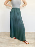 Pleated Green Maxi Skirt Large